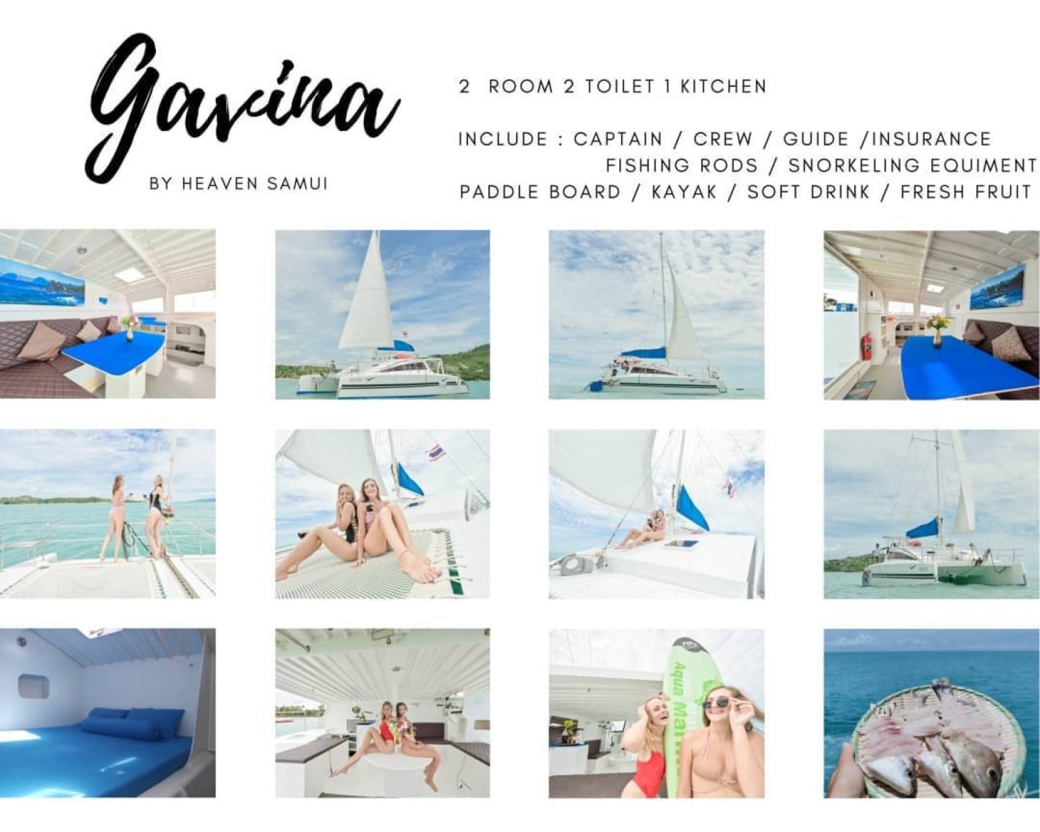 ล่องเรือยอร์ เหมาลำ เกาะสมุย เกาะพะงัน (8 ท่าน) GAVINA Private Yacht